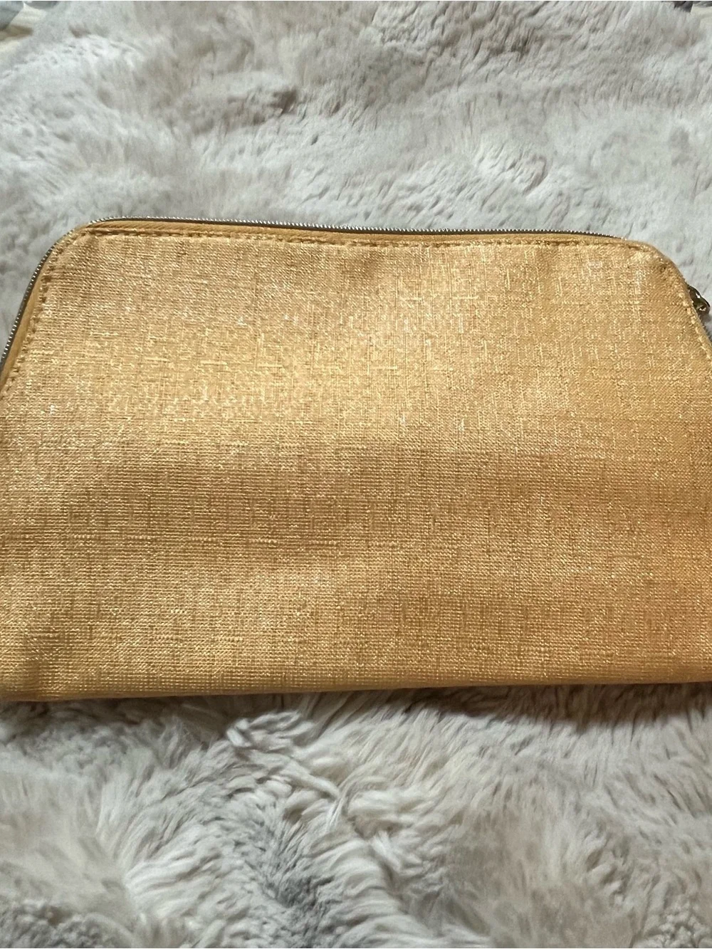 Lancome Metallic Gold Zip Pouch Jewelry Organizer 02-22